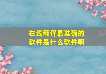 在线翻译最准确的软件是什么软件啊