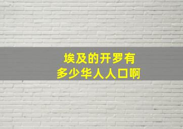 埃及的开罗有多少华人人口啊