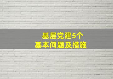 基层党建5个基本问题及措施