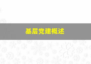 基层党建概述