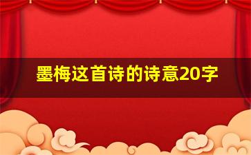 墨梅这首诗的诗意20字