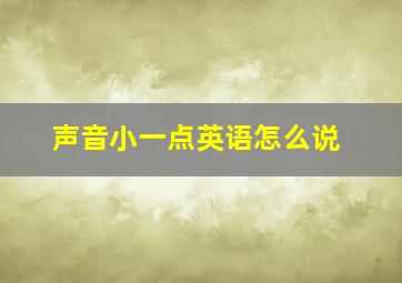 声音小一点英语怎么说