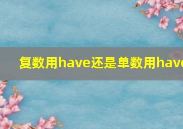 复数用have还是单数用have