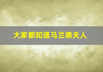 大家都知道马兰德夫人