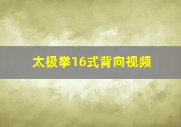 太极拳16式背向视频