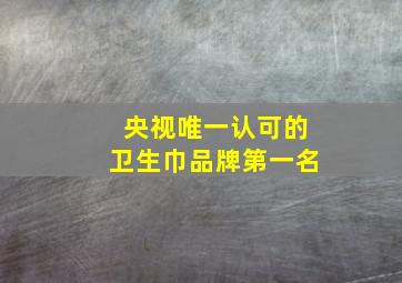 央视唯一认可的卫生巾品牌第一名