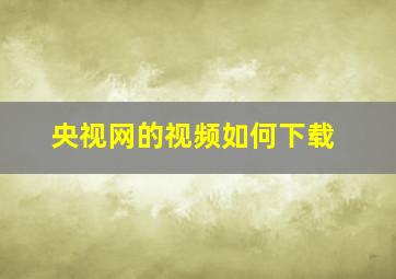 央视网的视频如何下载