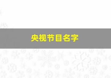 央视节目名字