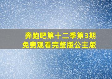 奔跑吧第十二季第3期免费观看完整版公主版