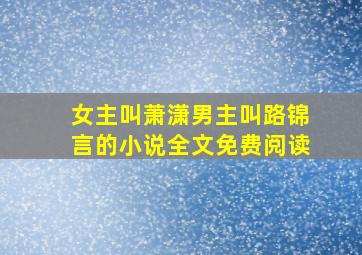 女主叫萧潇男主叫路锦言的小说全文免费阅读