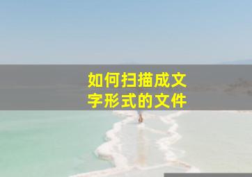 如何扫描成文字形式的文件