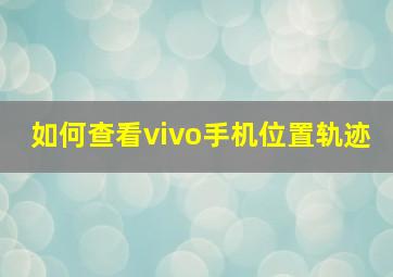 如何查看vivo手机位置轨迹