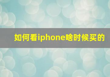 如何看iphone啥时候买的