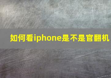 如何看iphone是不是官翻机