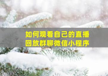 如何观看自己的直播回放群聊微信小程序