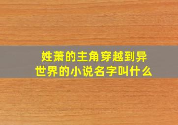 姓萧的主角穿越到异世界的小说名字叫什么