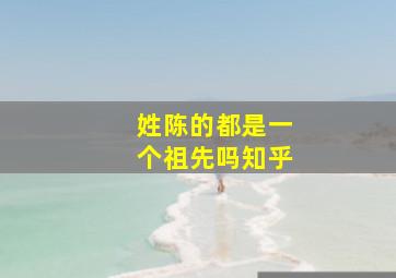 姓陈的都是一个祖先吗知乎