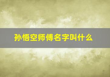 孙悟空师傅名字叫什么