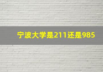 宁波大学是211还是985