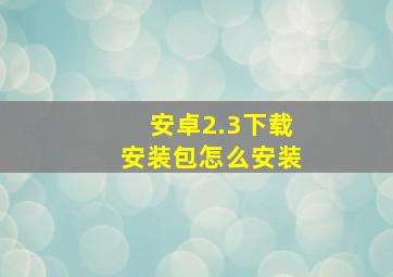 安卓2.3下载安装包怎么安装