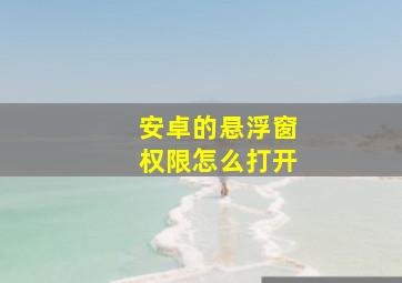 安卓的悬浮窗权限怎么打开