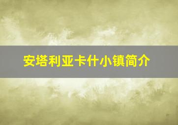 安塔利亚卡什小镇简介