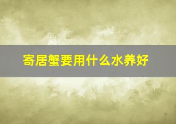 寄居蟹要用什么水养好