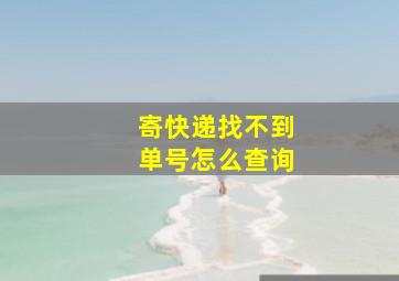 寄快递找不到单号怎么查询