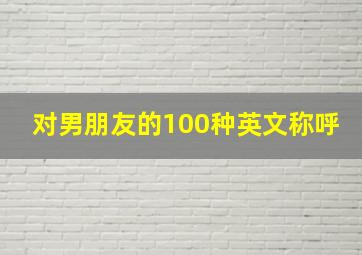 对男朋友的100种英文称呼