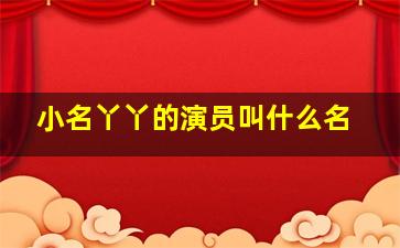 小名丫丫的演员叫什么名