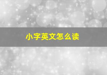 小字英文怎么读