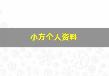 小方个人资料