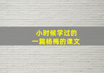 小时候学过的一篇杨梅的课文