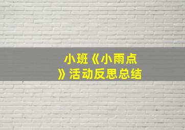 小班《小雨点》活动反思总结