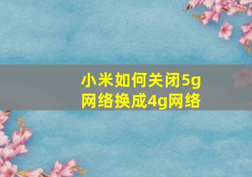 小米如何关闭5g网络换成4g网络