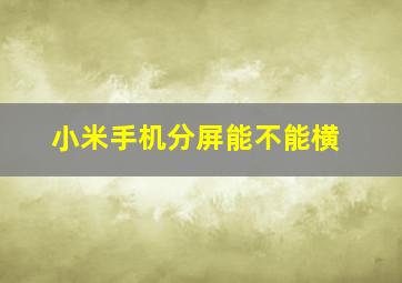 小米手机分屏能不能横