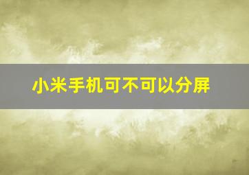 小米手机可不可以分屏