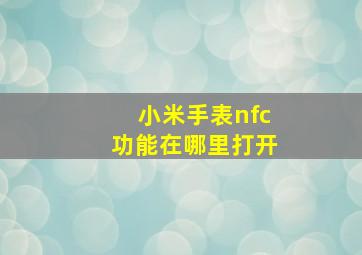 小米手表nfc功能在哪里打开