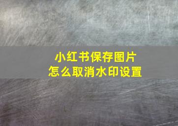 小红书保存图片怎么取消水印设置