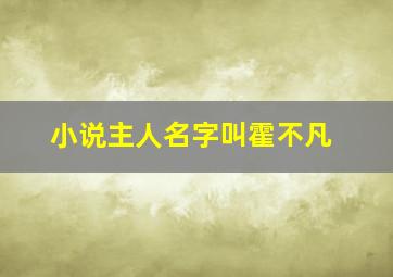 小说主人名字叫霍不凡