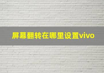 屏幕翻转在哪里设置vivo