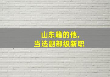 山东籍的他,当选副部级新职