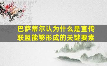 巴萨蒂尔认为什么是宣传联盟能够形成的关键要素