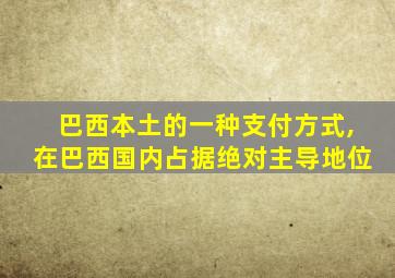 巴西本土的一种支付方式,在巴西国内占据绝对主导地位