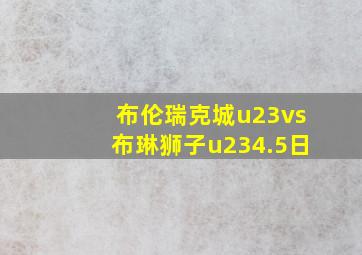 布伦瑞克城u23vs布琳狮子u234.5日