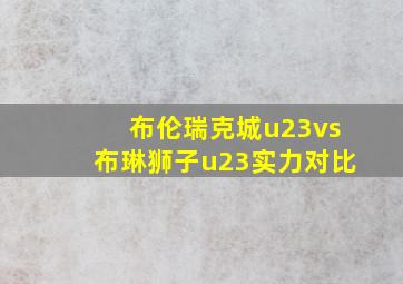 布伦瑞克城u23vs布琳狮子u23实力对比