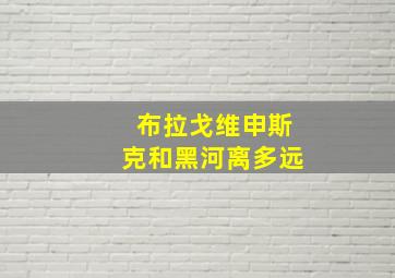 布拉戈维申斯克和黑河离多远