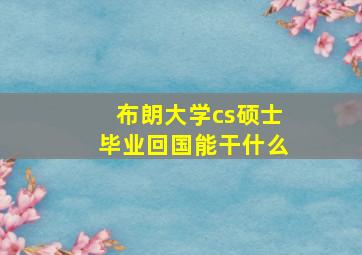 布朗大学cs硕士毕业回国能干什么