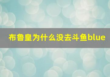 布鲁皇为什么没去斗鱼blue