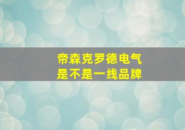 帝森克罗德电气是不是一线品牌